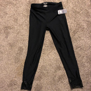 NWT - Black Leggings with cute mesh ankle detail